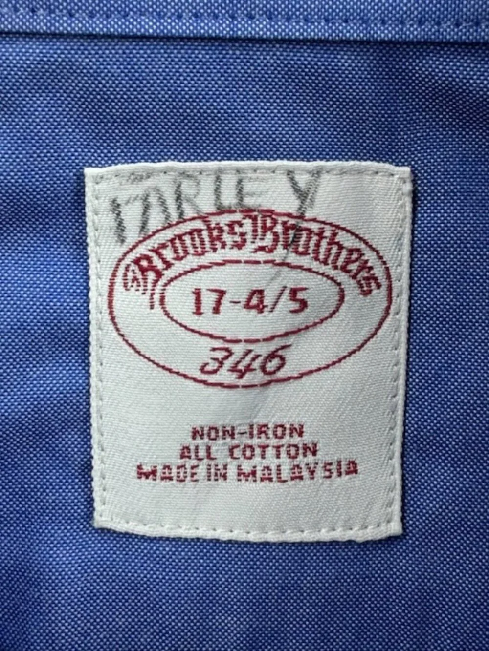 Brooks Brothers 17 4/5 Cotton Non-Iron Point Blue Mens Button Up Long Sleeve